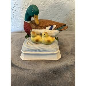 Vintage Mallard Duck Music Box 1970's Gift World of Gorham Porcelain